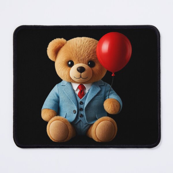 Item preview, Stylish Teddy Bear in Blue Suit Red Balloon 2 Shapes Mania designed and sold by Shapes-Mania.