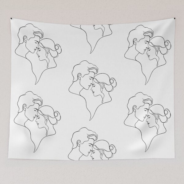 Item preview, "Romantic Couple Line Art: Minimalist Love Embrace" designed and sold by Nubian Style.
