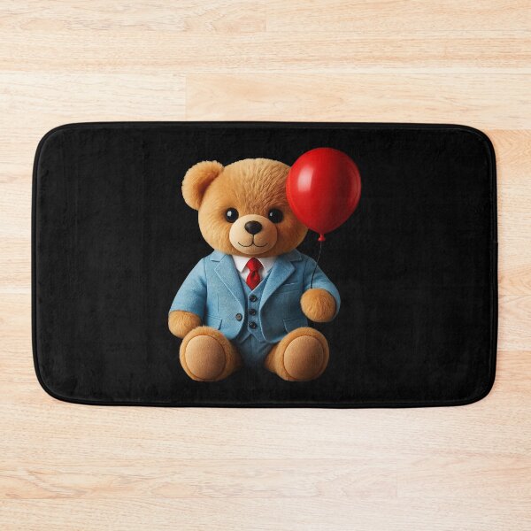 Item preview, Stylish Teddy Bear in Blue Suit Red Balloon 2 Shapes Mania designed and sold by Shapes-Mania.