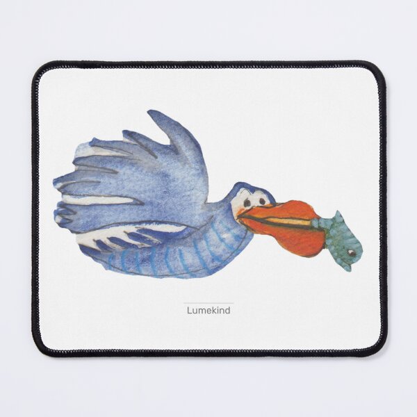 Item preview, Blue Bird Catching a Fish | Whimsical Watercolor Flying Bird designed and sold by lumekind.