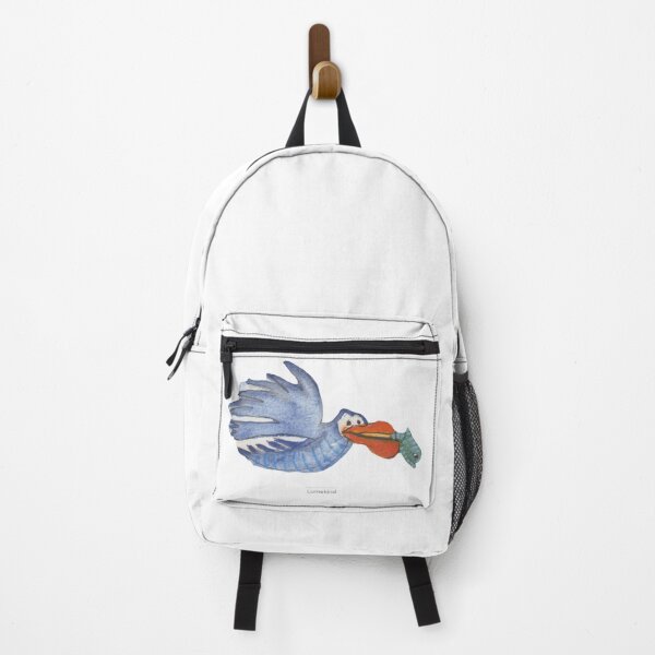 Item preview, Blue Bird Catching a Fish | Whimsical Watercolor Flying Bird designed and sold by lumekind.