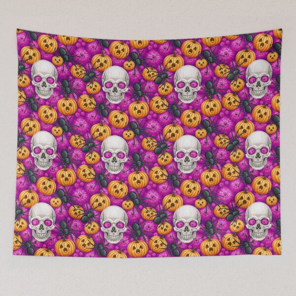 Item preview, Halloween Retro Skull, Spider and Pumpkin Pattern designed and sold by Derek Gillette.