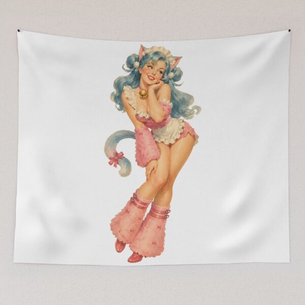 Item preview, Vintage Cat Girl Pin Up – Retro Neko Girl Glamour designed and sold by Cosplayvintage.