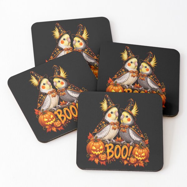 Item preview, Halloween Cockatiel Parrot Witch Cute Bird Pumpkin Boo designed and sold by CalineczkaStudio.
