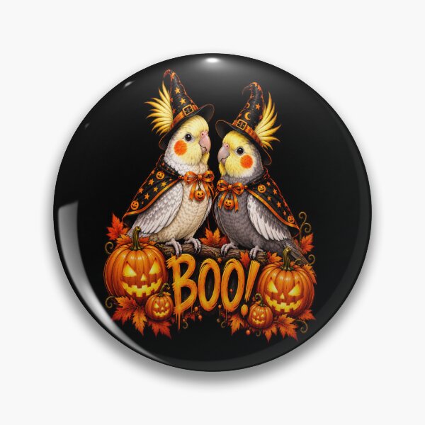 Item preview, Halloween Cockatiel Parrot Witch Cute Bird Pumpkin Boo designed and sold by CalineczkaStudio.