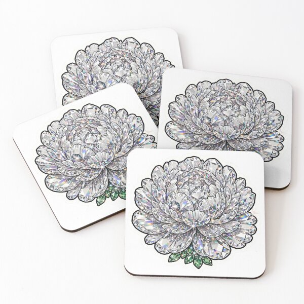 Item preview, Peony Crystal Sticker - White Diamond Peony Clear Crystal designed and sold by FineLineBotanical .