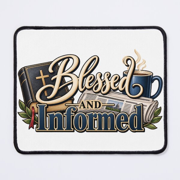 Item preview, Blessed and Informed – Faith, Coffee & News for Men designed and sold by TessAdventures.