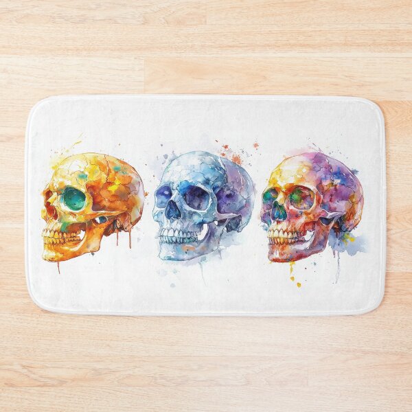 Item preview, Colorful Watercolor Skulls – Gothic Halloween Art designed and sold by EM-AIART.