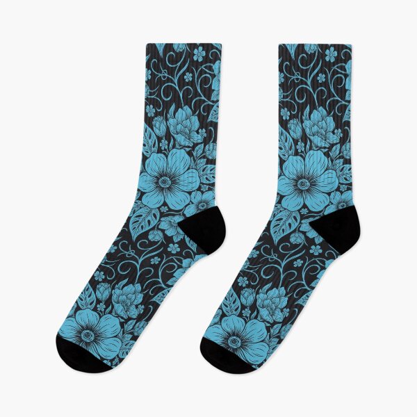 Item preview, Vivid Blue on Black Floral Pattern designed and sold by Greenbaby.
