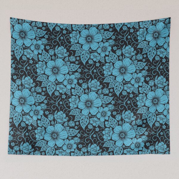 Item preview, Vivid Blue on Black Floral Pattern designed and sold by Greenbaby.