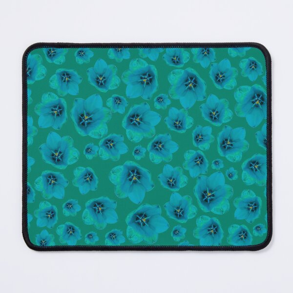 Item preview, English Garden - Blue Tulip Floral Pattern on Teal designed and sold by PurrfectWhisper.