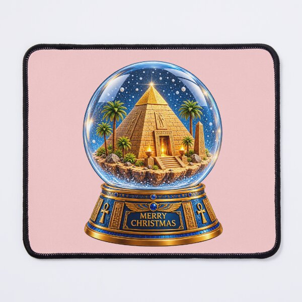 Item preview, Egyptian Christmas Snow Globe – Golden Pyramid Winter Wonderland designed and sold by NEFERSIGN.