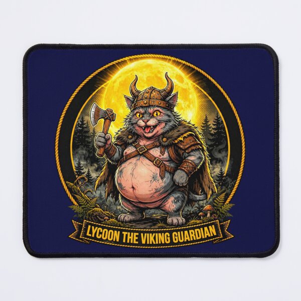 Item preview, Lycoon The Viking Guardian | Funny Fat Viking Cat | Chubby Norse Maine Coon Warrior Badge designed and sold by Ibrahimhema5.