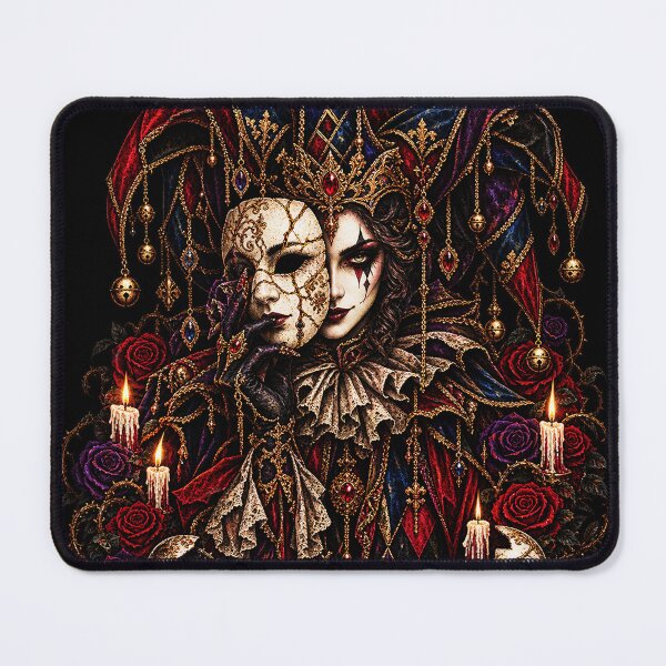 Item preview, Harlequin of Broken Masks – Gothic Masquerade Jester designed and sold by TheInkRaven.