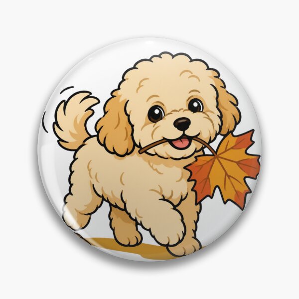 Item preview, Cute Autumn Maltipoo Walking With Maple Leaf Fall Dog Sticker Art designed and sold by wildsilencee.