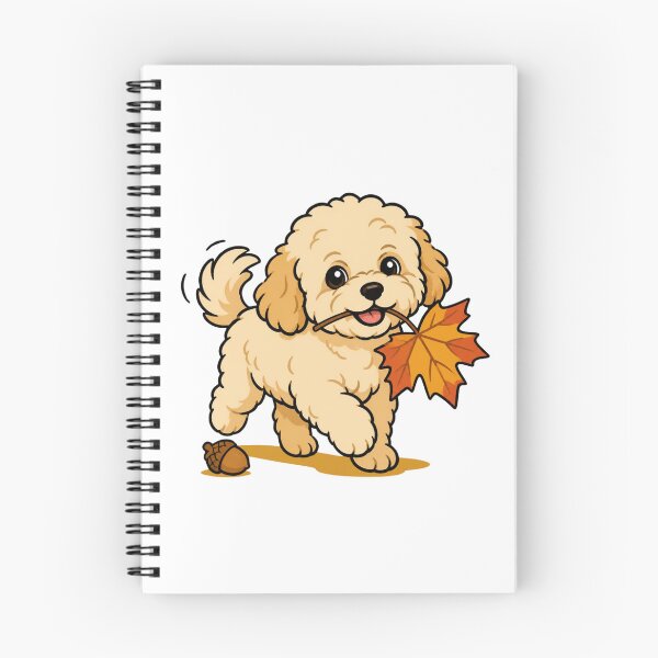 Item preview, Cute Autumn Maltipoo Walking With Maple Leaf Fall Dog Sticker Art designed and sold by wildsilencee.