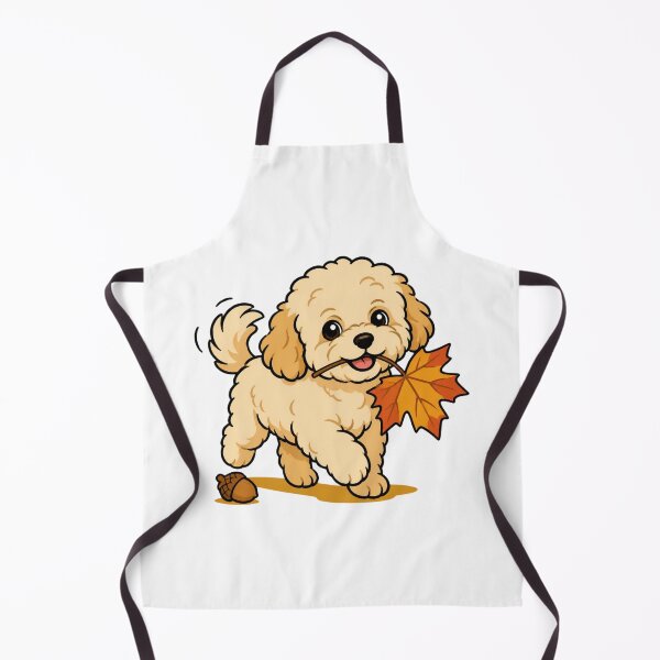 Item preview, Cute Autumn Maltipoo Walking With Maple Leaf Fall Dog Sticker Art designed and sold by wildsilencee.