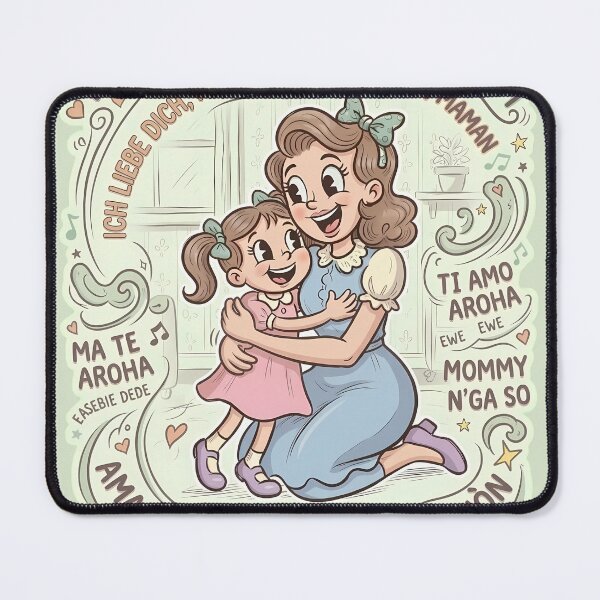 Item preview, Vintage Illustration of Mother and Daughter Embracing - Retro - I Love You Mom designed and sold by HeloyPinter.