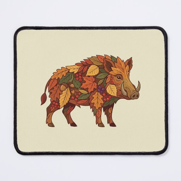 Item preview, Wild boar in fall outfit - Autumn vibes, seasonal leaves - Autumn design animals designed and sold by ParadoxParadox.