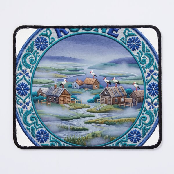Item preview, Rusne Island Lithuania Stork Village Embroidered Patch Sticker designed and sold by Imaginarium of Chaos falcon88 .