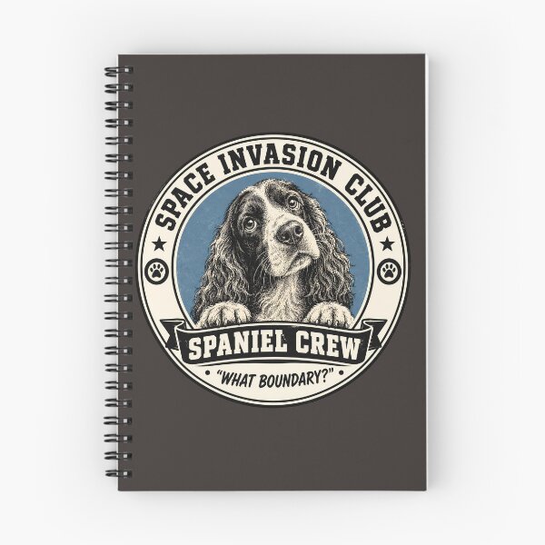 Item preview, Space Invasion Club - Spaniel Crew - What Boundary?/Funny Spaniel Dog Badge Logo  designed and sold by Halejo68.