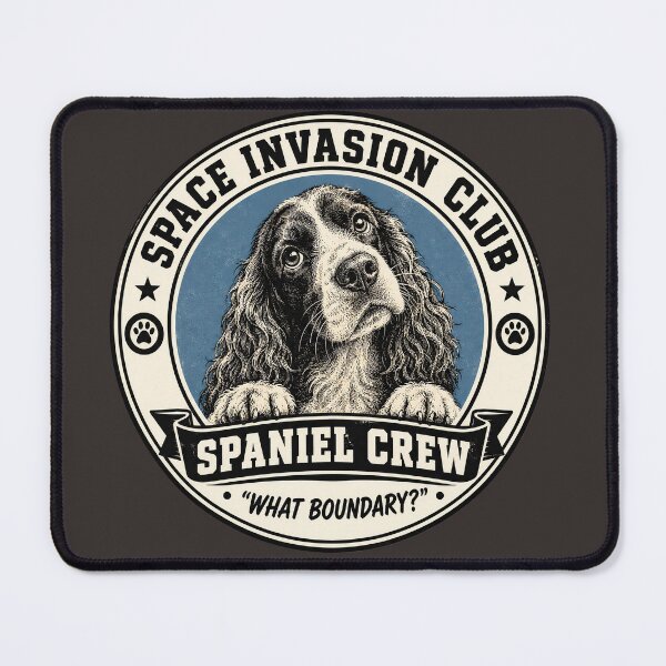 Item preview, Space Invasion Club - Spaniel Crew - What Boundary?/Funny Spaniel Dog Badge Logo designed and sold by Halejo68.