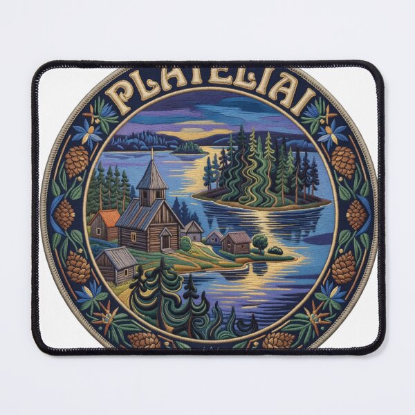 Item preview, Plateliai Lake Lithuania Pine Forest Embroidered Patch Sticker designed and sold by Imaginarium of Chaos falcon88 .