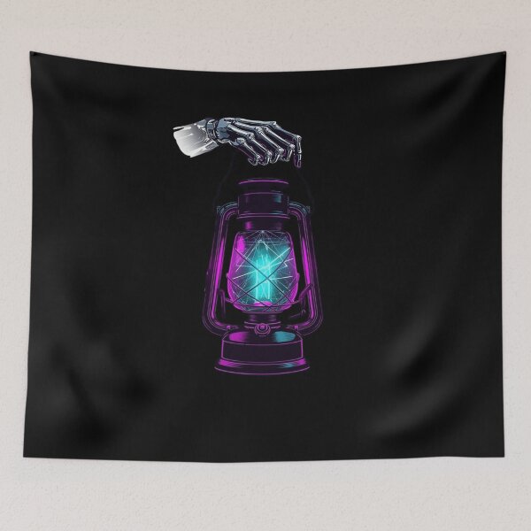 Item preview, Cyber Goth Skeleton Hand Neon Vintage Lantern designed and sold by LazyDayzCo.