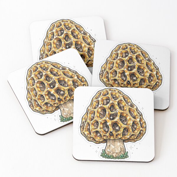 Aperçu de l'œuvre Autocollant cristal de morille - Champignons en nid d'abeille de citrine dorée créée et vendue par Crystal Critters .