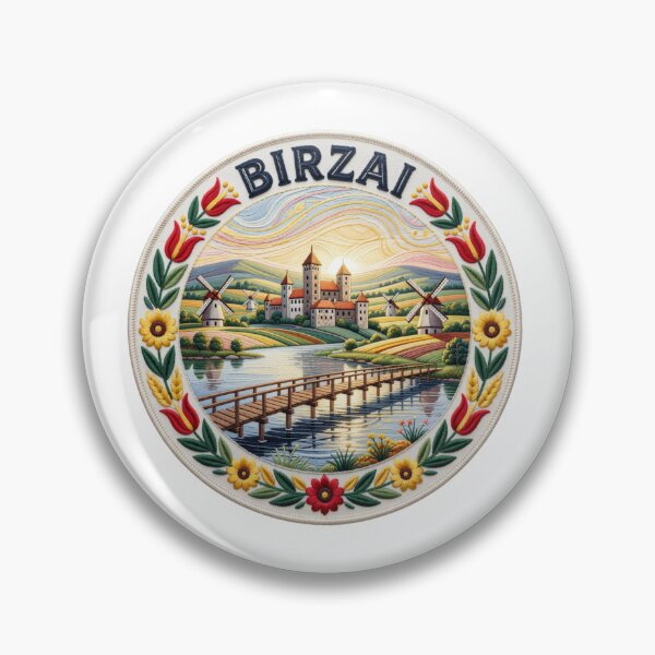 Item preview, Birzai Lithuania Castle Bridge Lake Embroidered Patch Sticker designed and sold by Imaginarium of Chaos falcon88 .