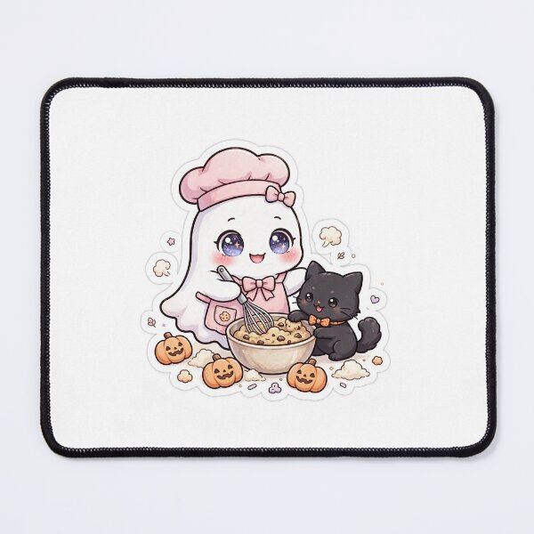 Item preview, Cute Ghost Baker Baking Pumpkin Cookies - Kawaii Halloween designed and sold by OmniaRozza.