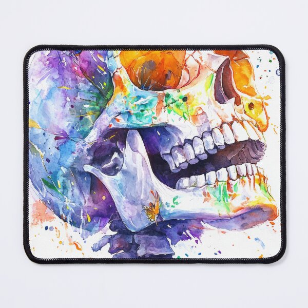 Item preview, Watercolor Skeleton with Butterflies – Colorful Gothic Art designed and sold by EM-AIART.