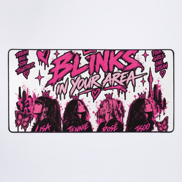 Item preview, BLINKS In Your Area – Pink Black Graffiti K-Pop Mural Fan Art designed and sold by storeAC.