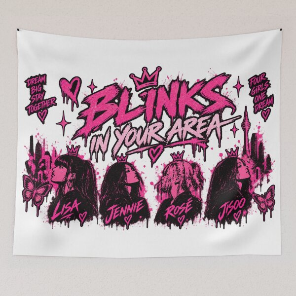 Item preview, BLINKS In Your Area – Pink Black Graffiti K-Pop Mural Fan Art designed and sold by storeAC.