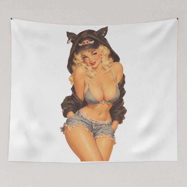 Item preview, Vintage Cryin' Boar Pin Up Girl – Retro Americana Pig Pinup designed and sold by Cosplayvintage.