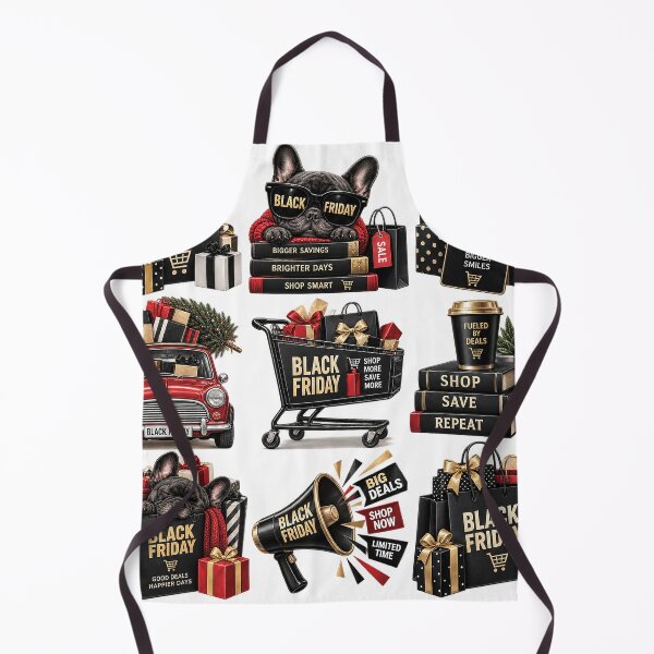 Item preview, Black Friday Shopping Sale Collection With Gift Boxes, Shopping Bags, French Bulldog, Cart, Red Car and Promotional Megaphone designed and sold by Gold Turtle  Lina.