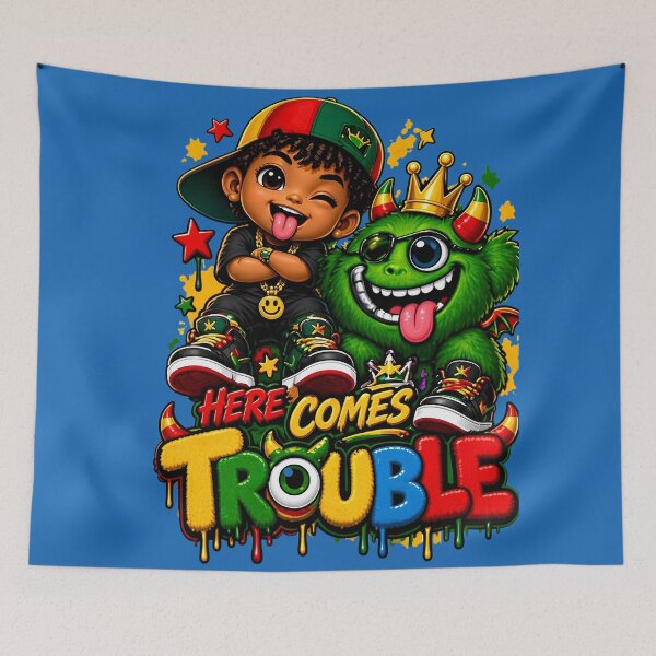 Item preview, Here Comes Trouble Hip Hop Cartoon Monster Design designed and sold by digitalbob60.