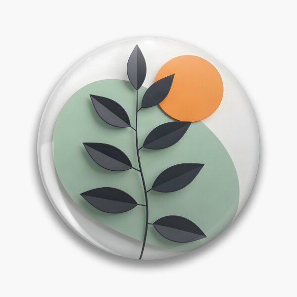 Item preview, Minimalist Leaf with Orange Circle designed and sold by Vicky Brago-Mitchell®.
