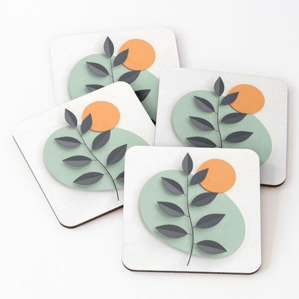Item preview, Minimalist Leaf with Orange Circle designed and sold by Vicky Brago-Mitchell®.