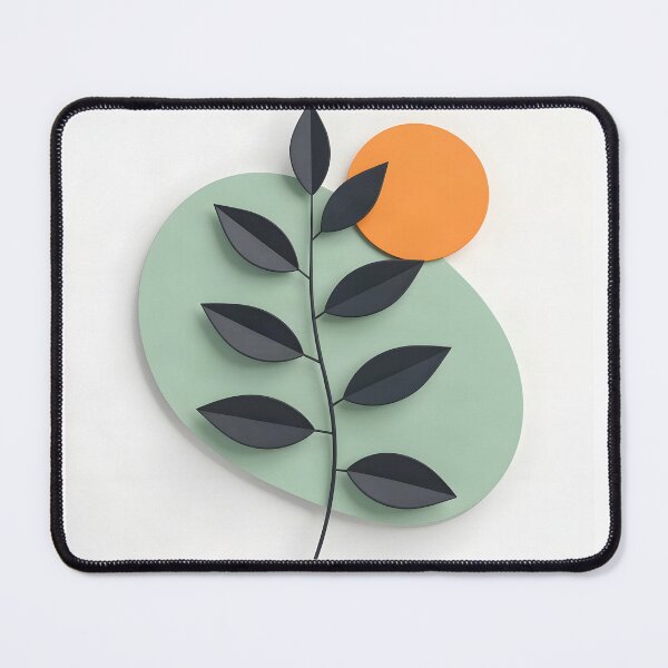 Item preview, Minimalist Leaf with Orange Circle designed and sold by Vicky Brago-Mitchell®.