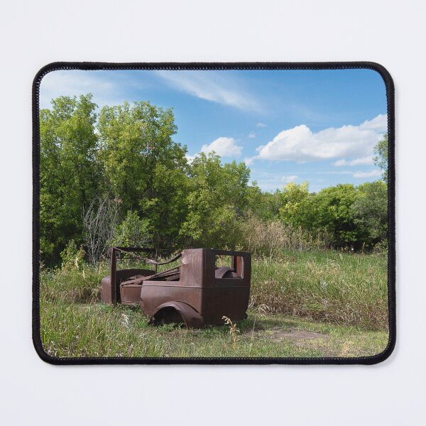 Item preview, Rusty abandoned car in a field on a bright summer day designed and sold by lisavonbiela.