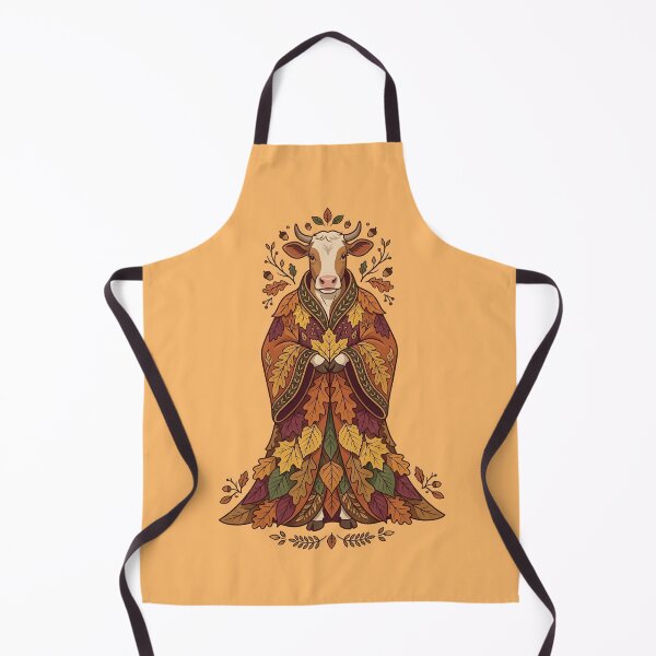 Artikelvorschau, Queen of Autumn - Cow in fall outfit - Autumn vibes, seasonal leaves - Autumn design animals entworfen und verkauft von ParadoxParadox.