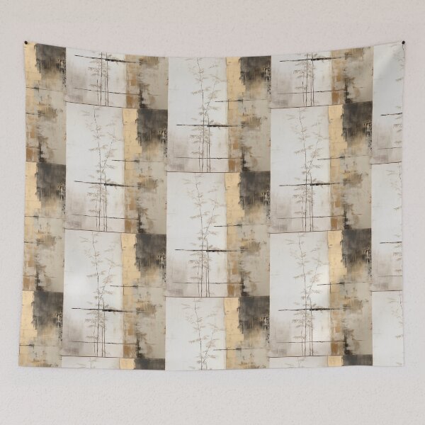 Item preview, Wabi sabi and japandi inspired minimalist bamboo print with gold accent designed and sold by filigreedigital.
