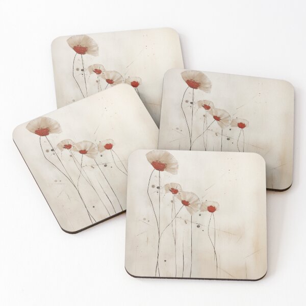 Item preview, Wabi sabi and japandi inspired flowers with red accent designed and sold by filigreedigital.