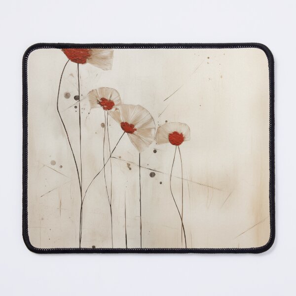 Item preview, Wabi sabi and japandi inspired flowers with red accent designed and sold by filigreedigital.