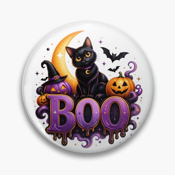 Item preview, Boo Black Cat Halloween Witchy Pumpkin designed and sold by AVJDesigns.