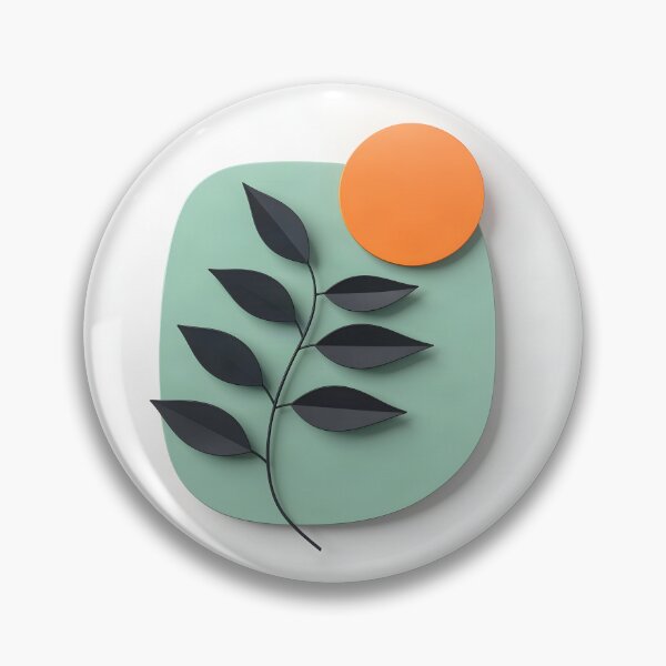 Item preview, Minimalist Plant with Orange Circle designed and sold by Vicky Brago-Mitchell®.