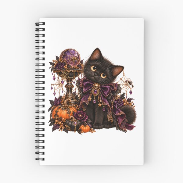 Item preview, Gothic Black Cat with Crystal Ball – Halloween Witchy Cat designed and sold by INVITOARTE.