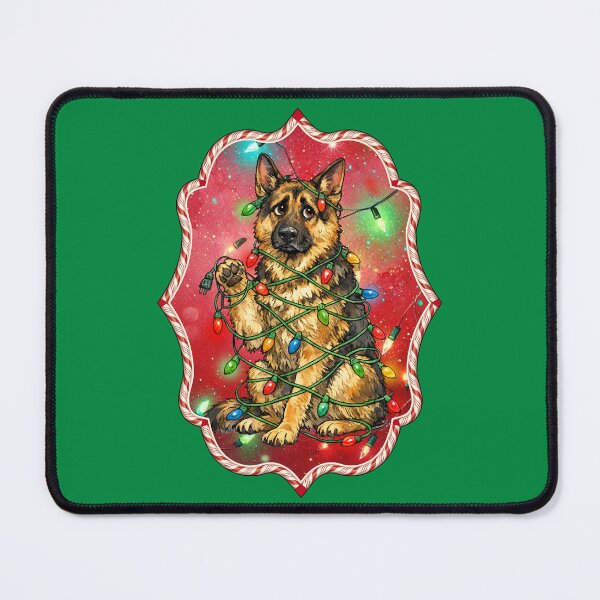 Item preview, Funny Dog Tangled in Christmas Lights German Shepherd designed and sold by Lion and Lamb Design.