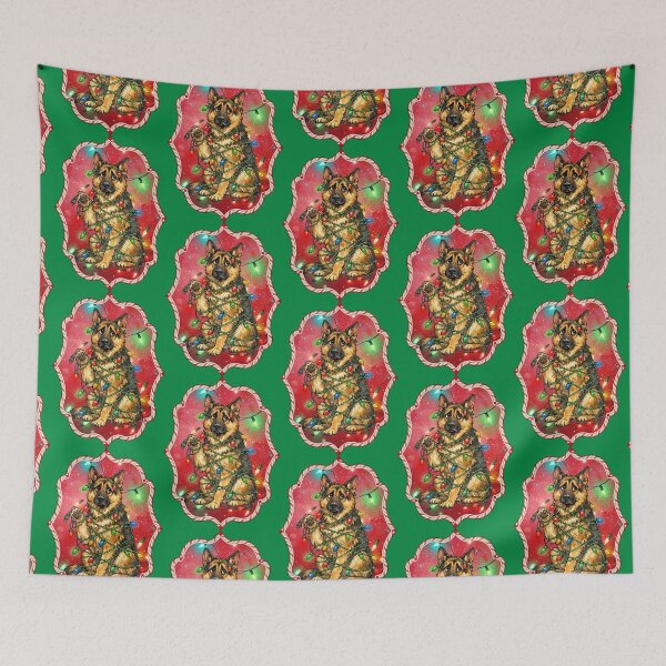 Item preview, Funny Dog Tangled in Christmas Lights German Shepherd designed and sold by Lion and Lamb Design.